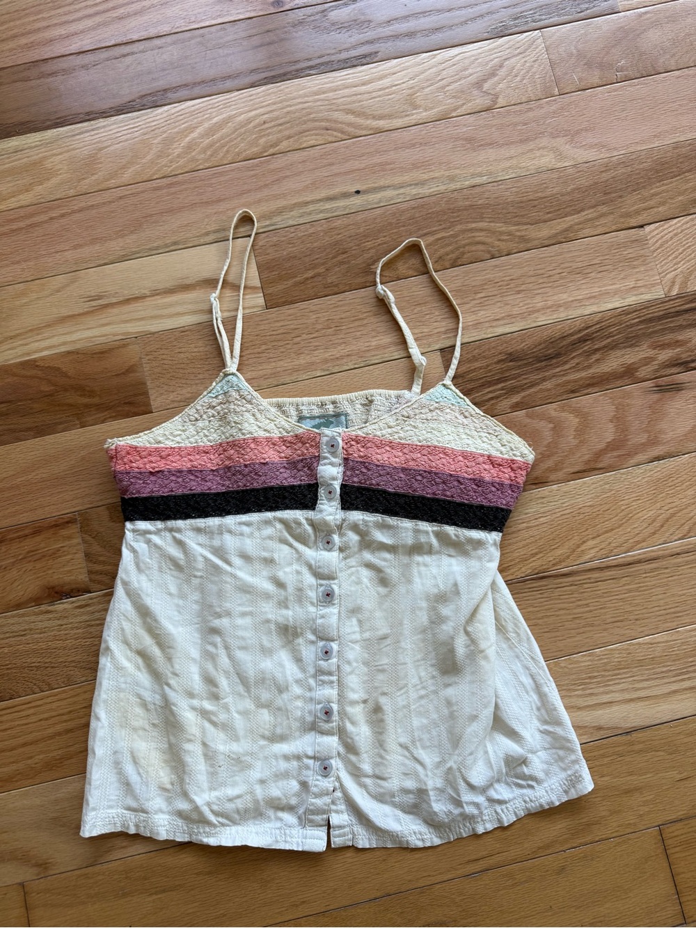 Horny Toad Cream Cami with Pink and Black Stripes